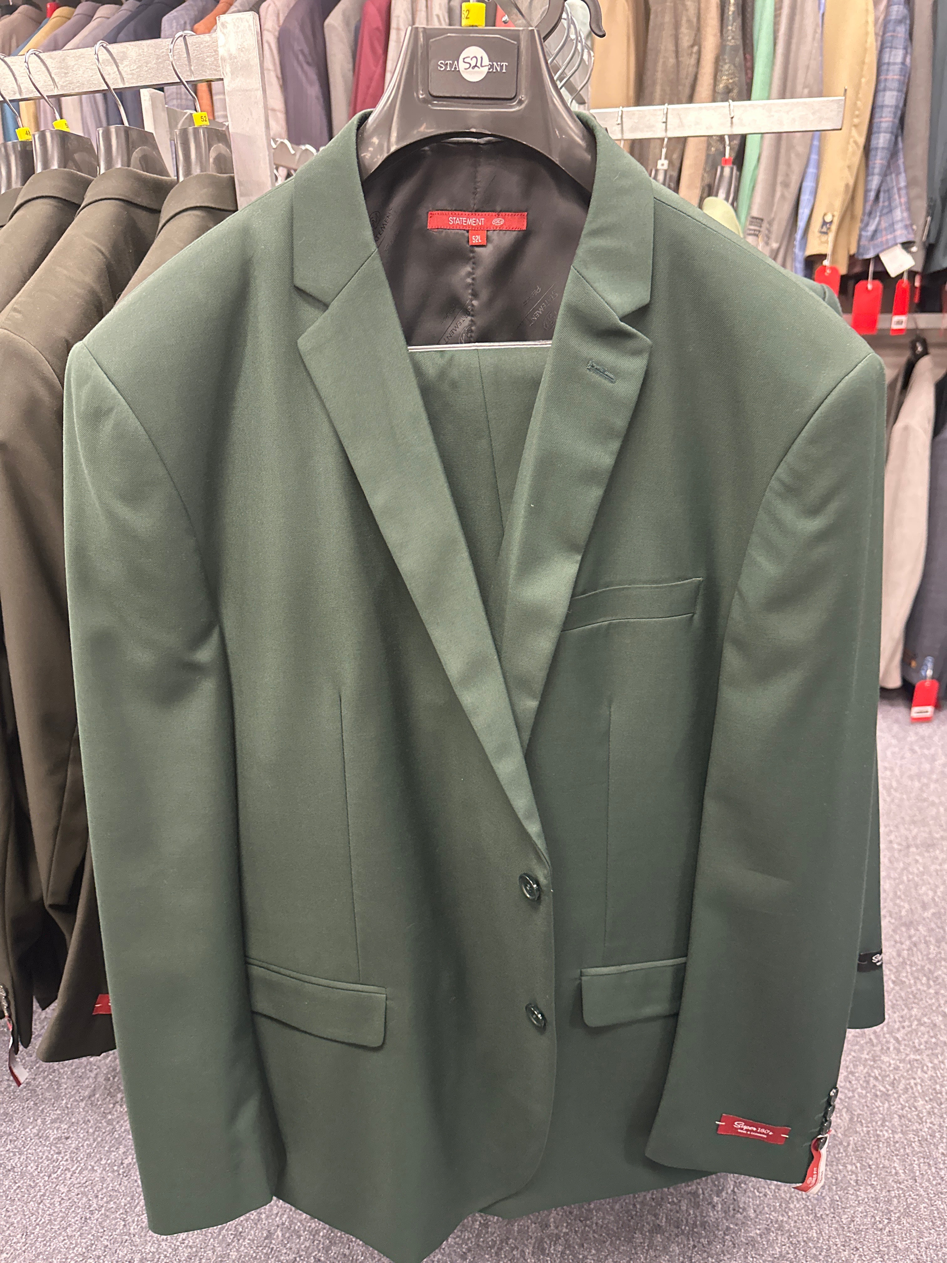 Statement Hunter Green 3 Piece Tailored Fit Suit - STZV-102