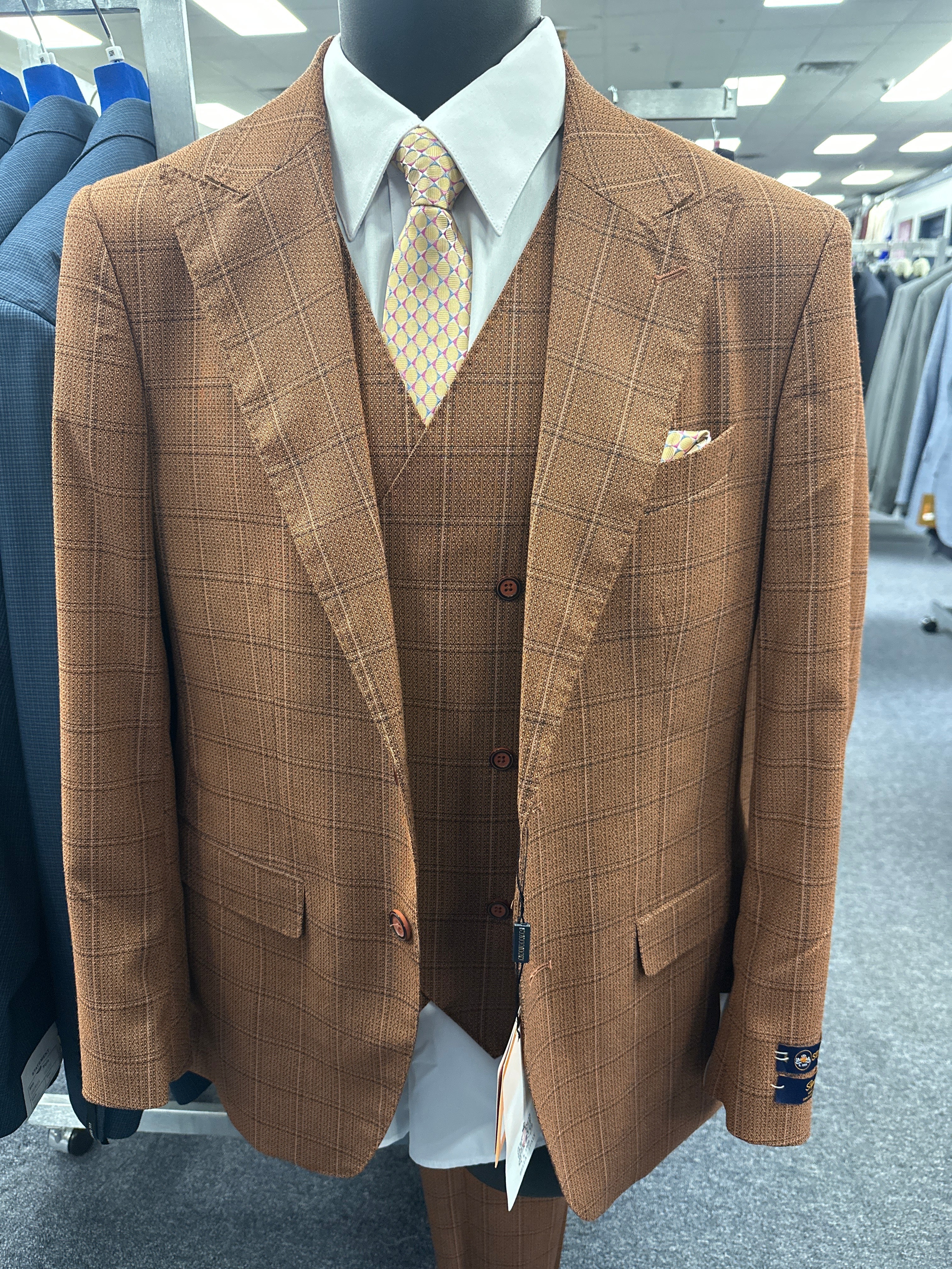 Statement Copper 3 Piece Tailored Fit Suit - Monte