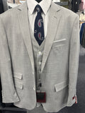 Statement Gray 3 Piece Textured Tailored Fit Suit - Larzo