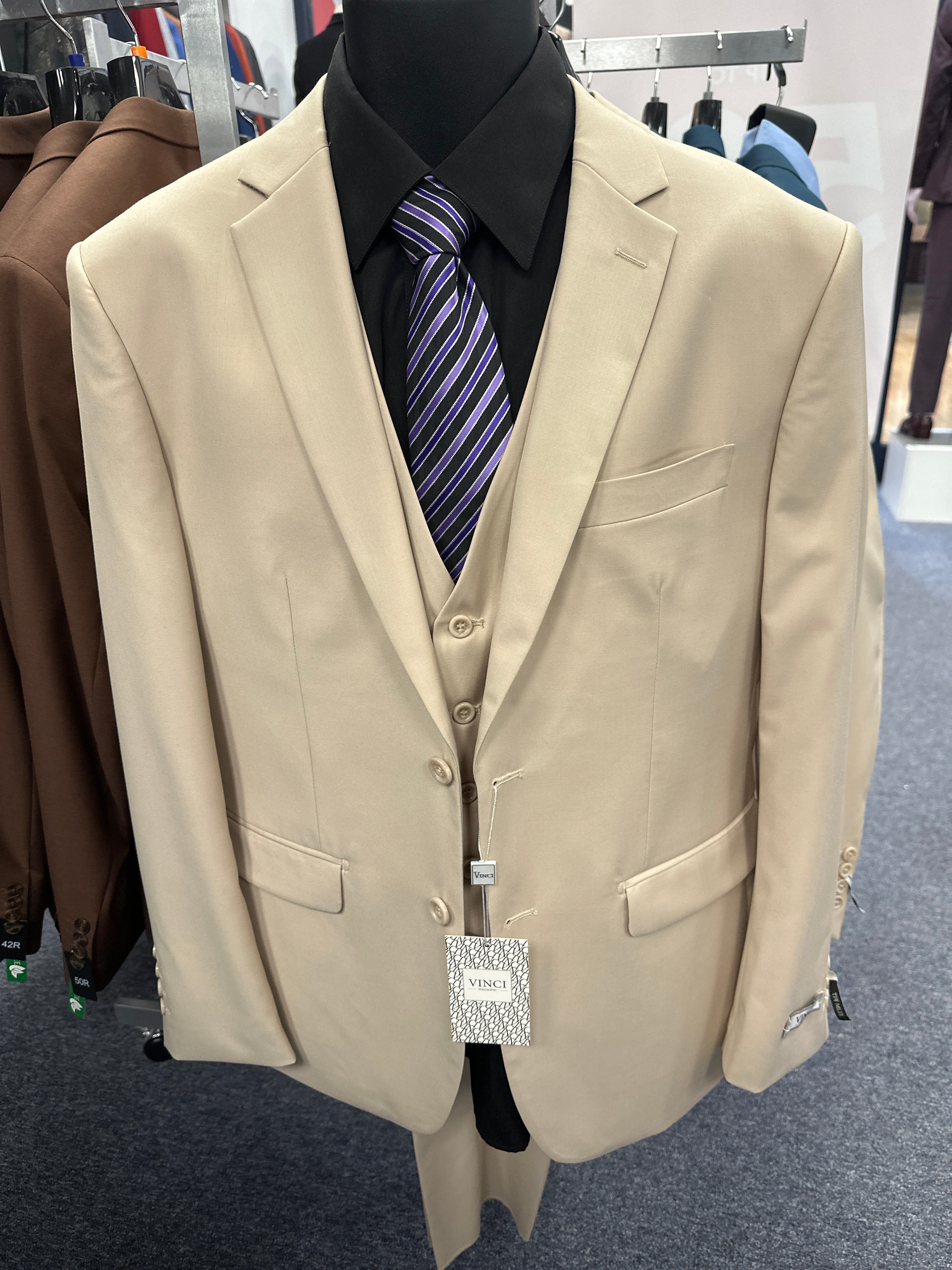 Vinci Stone 3 Piece Slim Fit Suit - SV2900