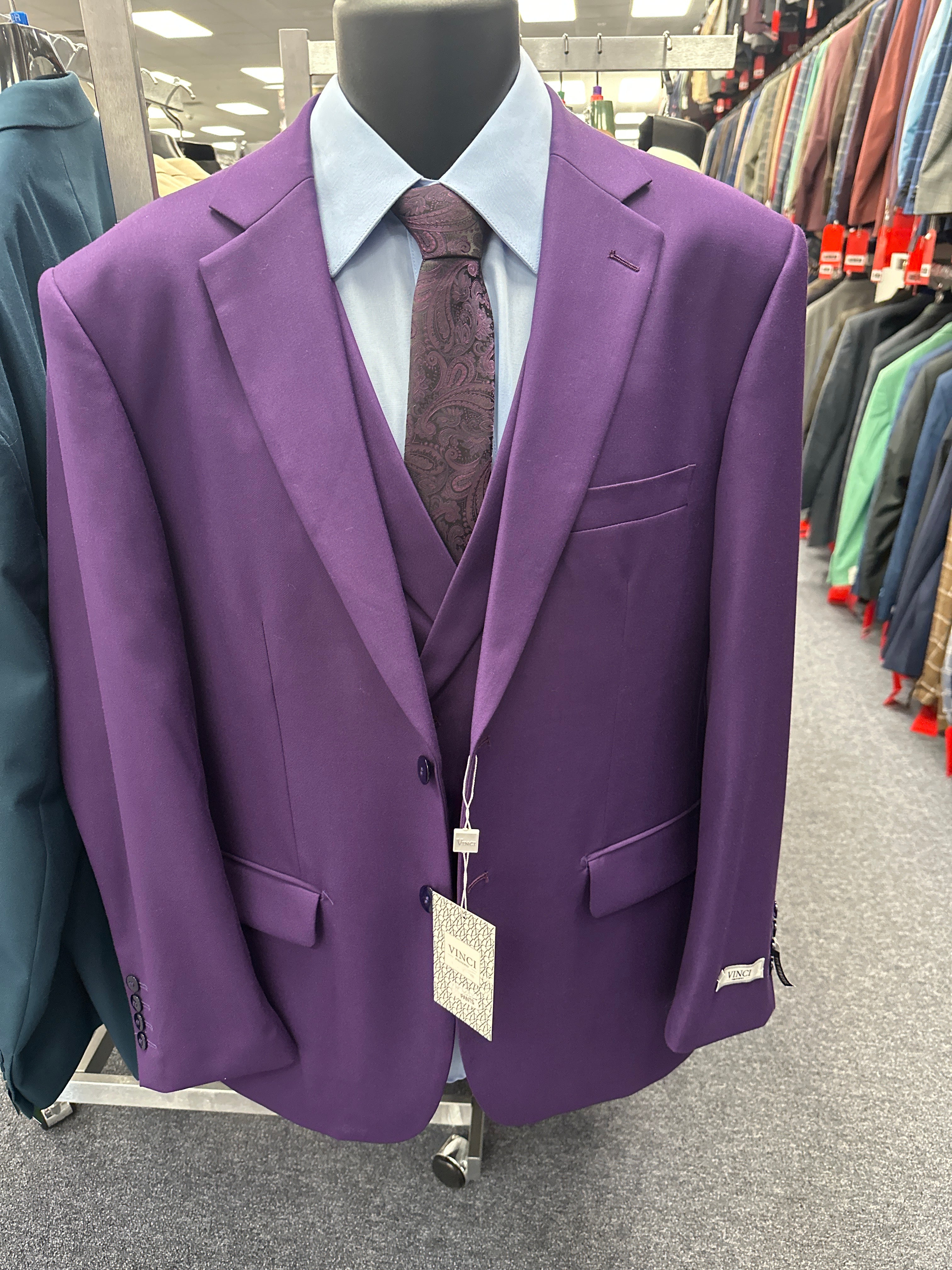 Vinci Purple 3 Piece Modern Fit Suit - MV2TR