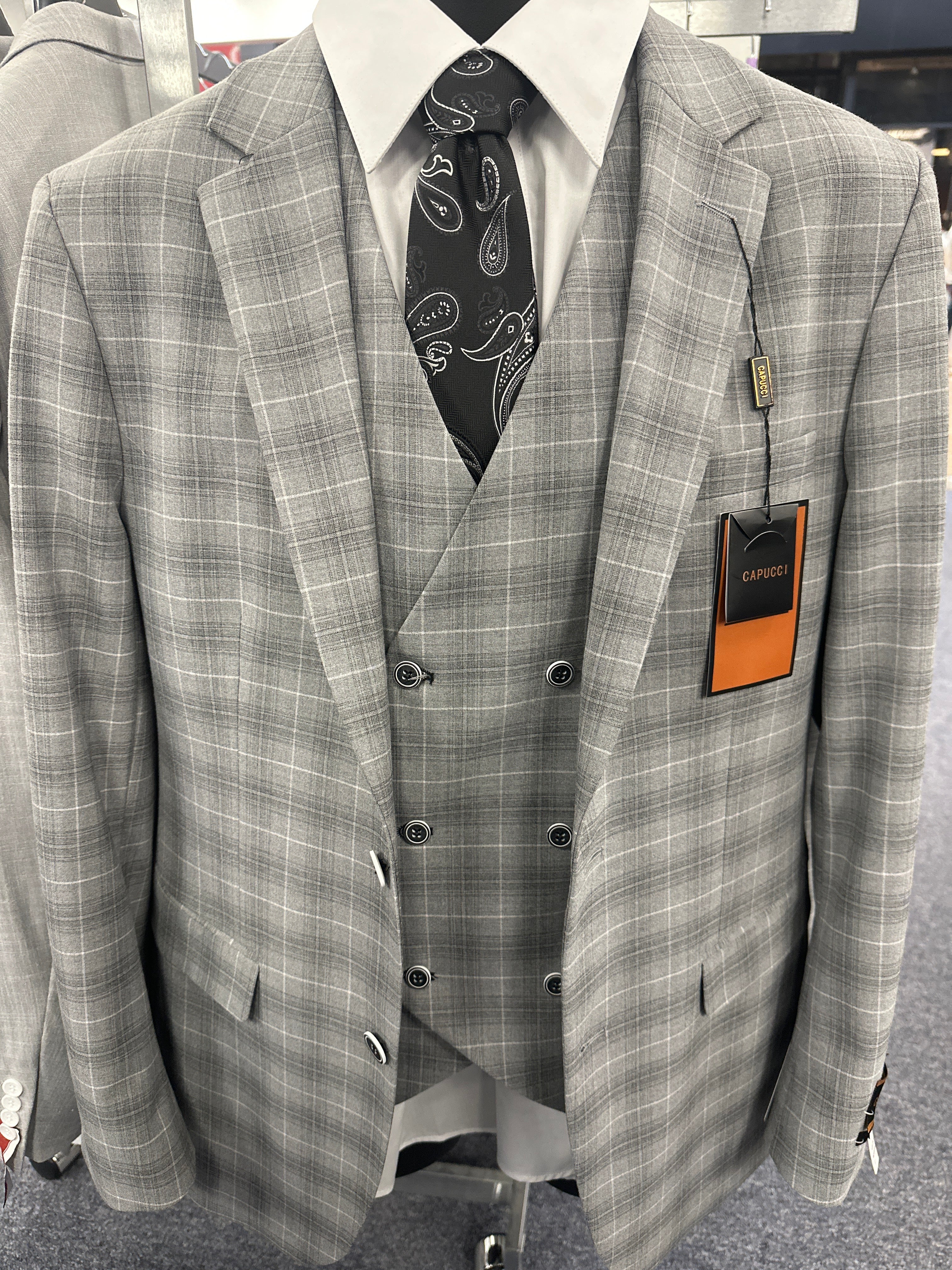 Capucci Light Grey 3 Piece Modern Fit Suit - 600-208