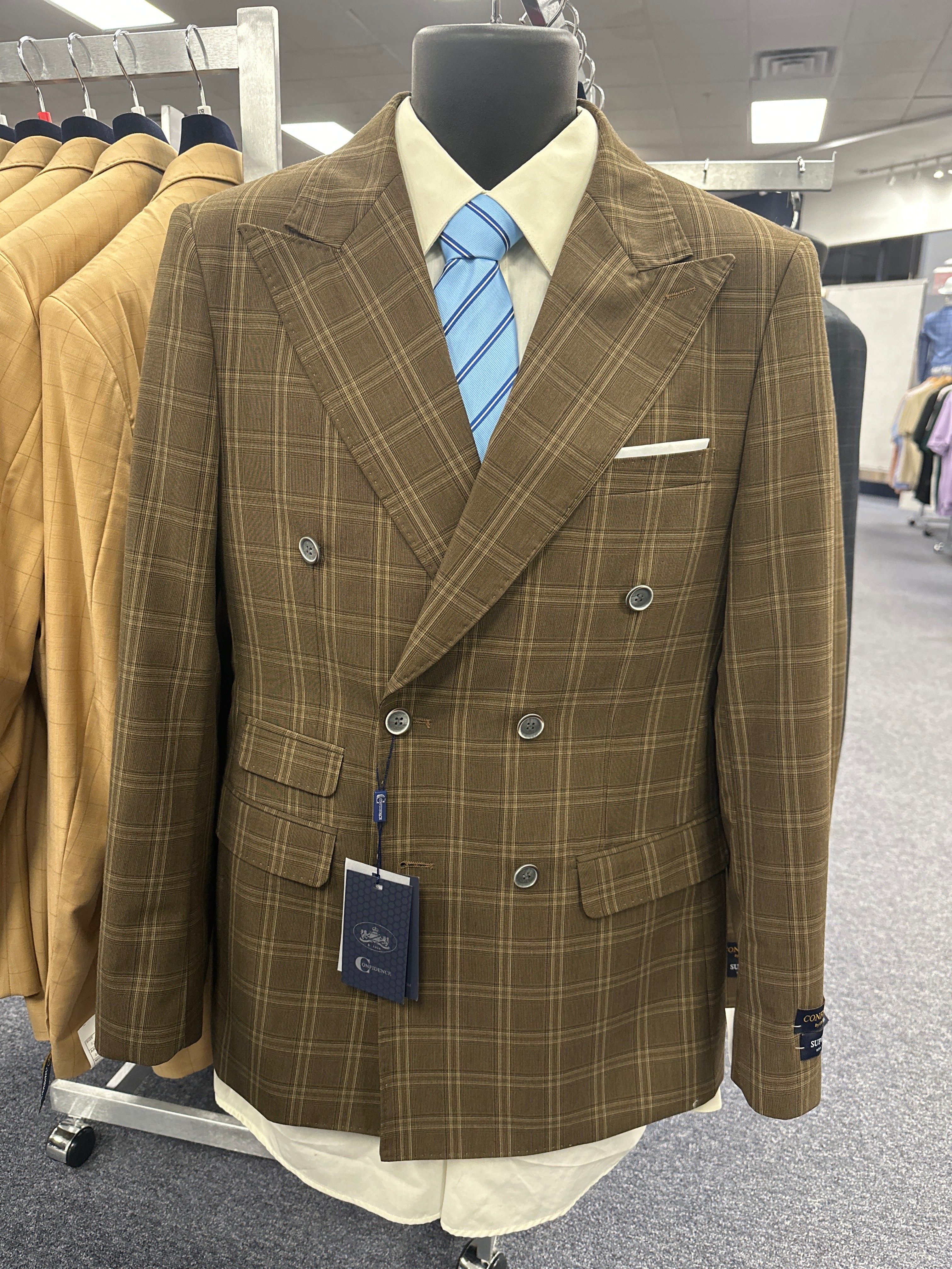 Statement Brown Double Breasted Tailored Fit Suit - SD-103