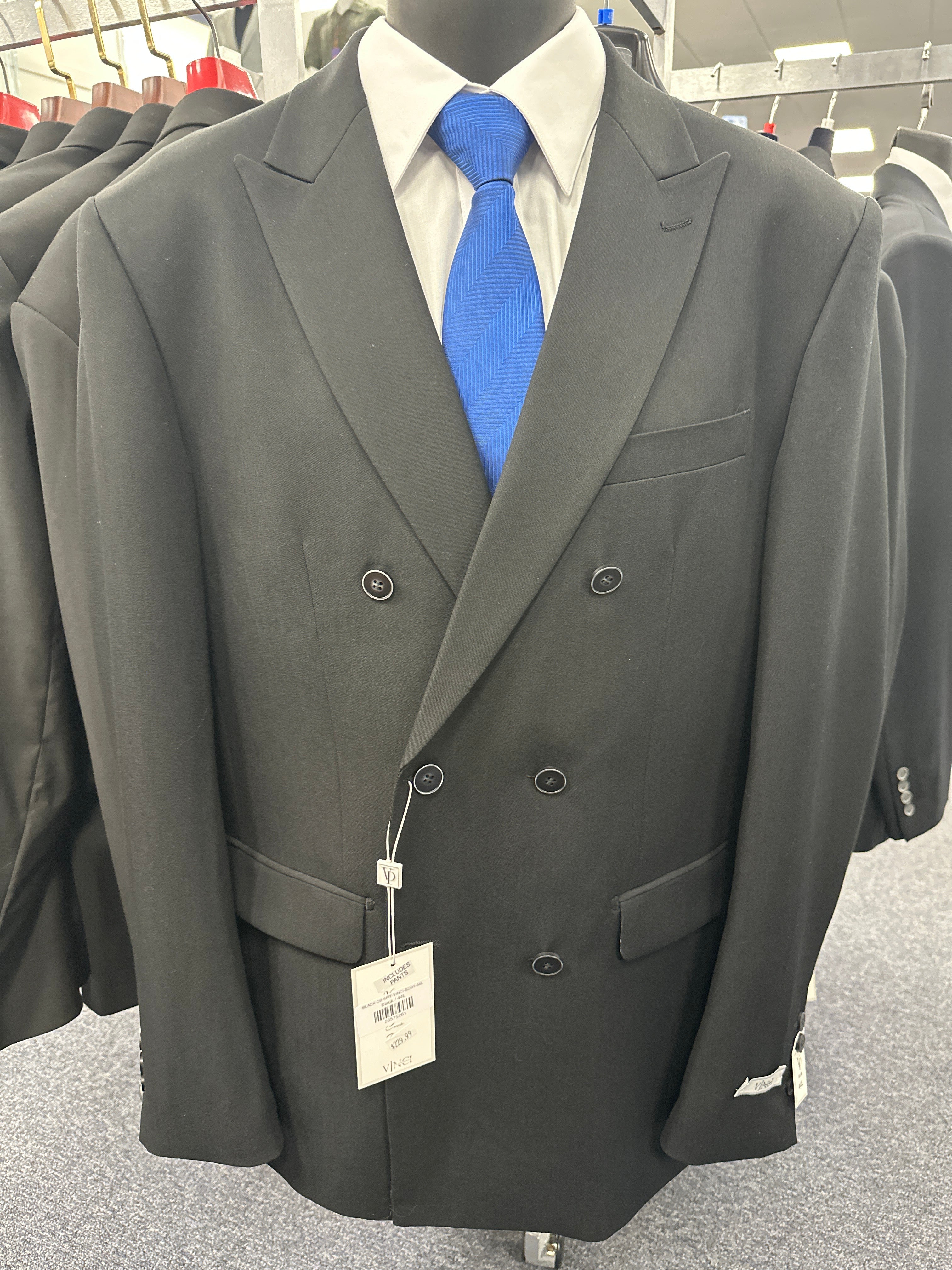 Vinci Black Slim Fit Double Breasted Suit - SDB-1