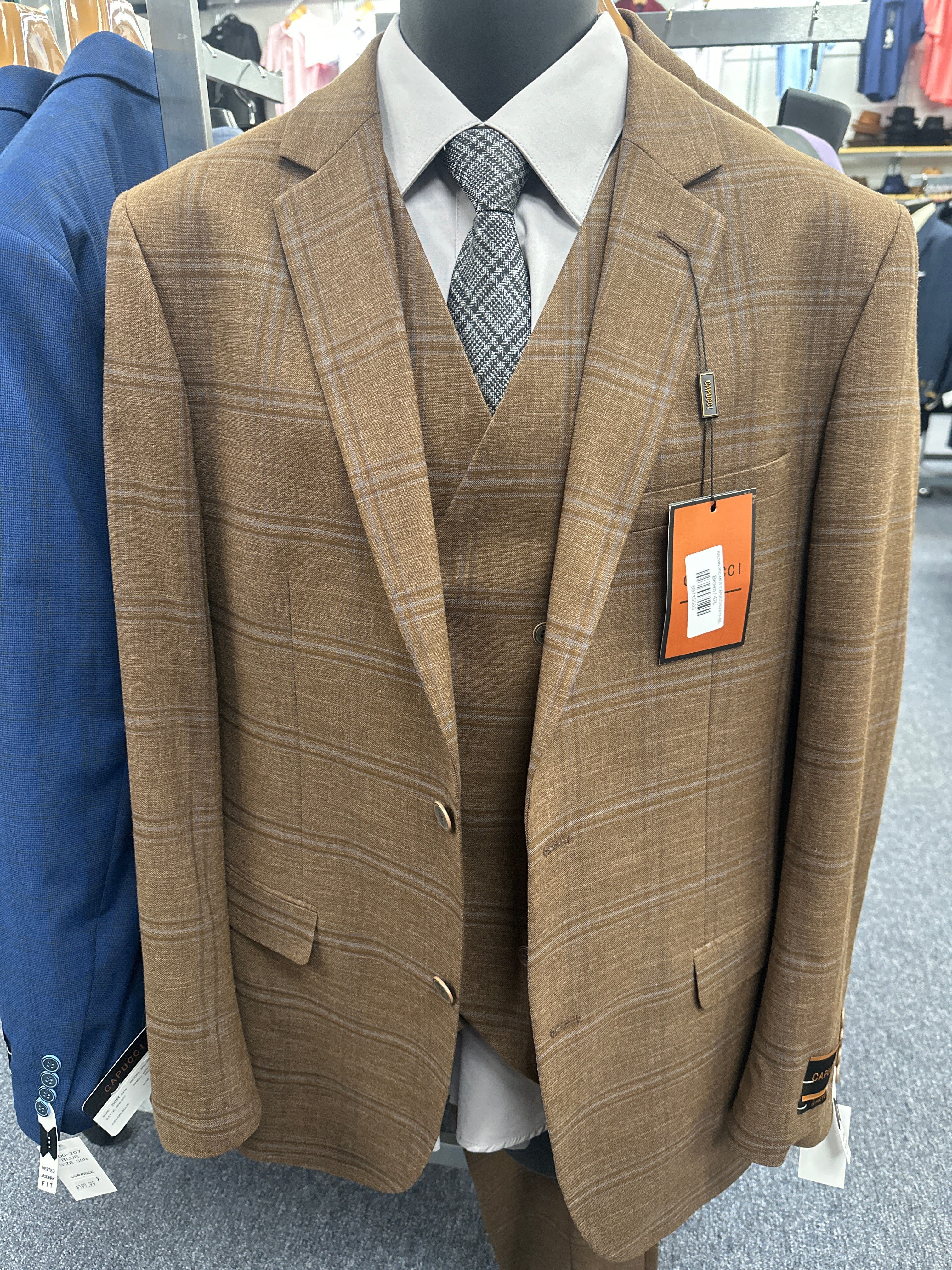 Capucci Brown 3 Piece Modern Fit Suit - 600-212