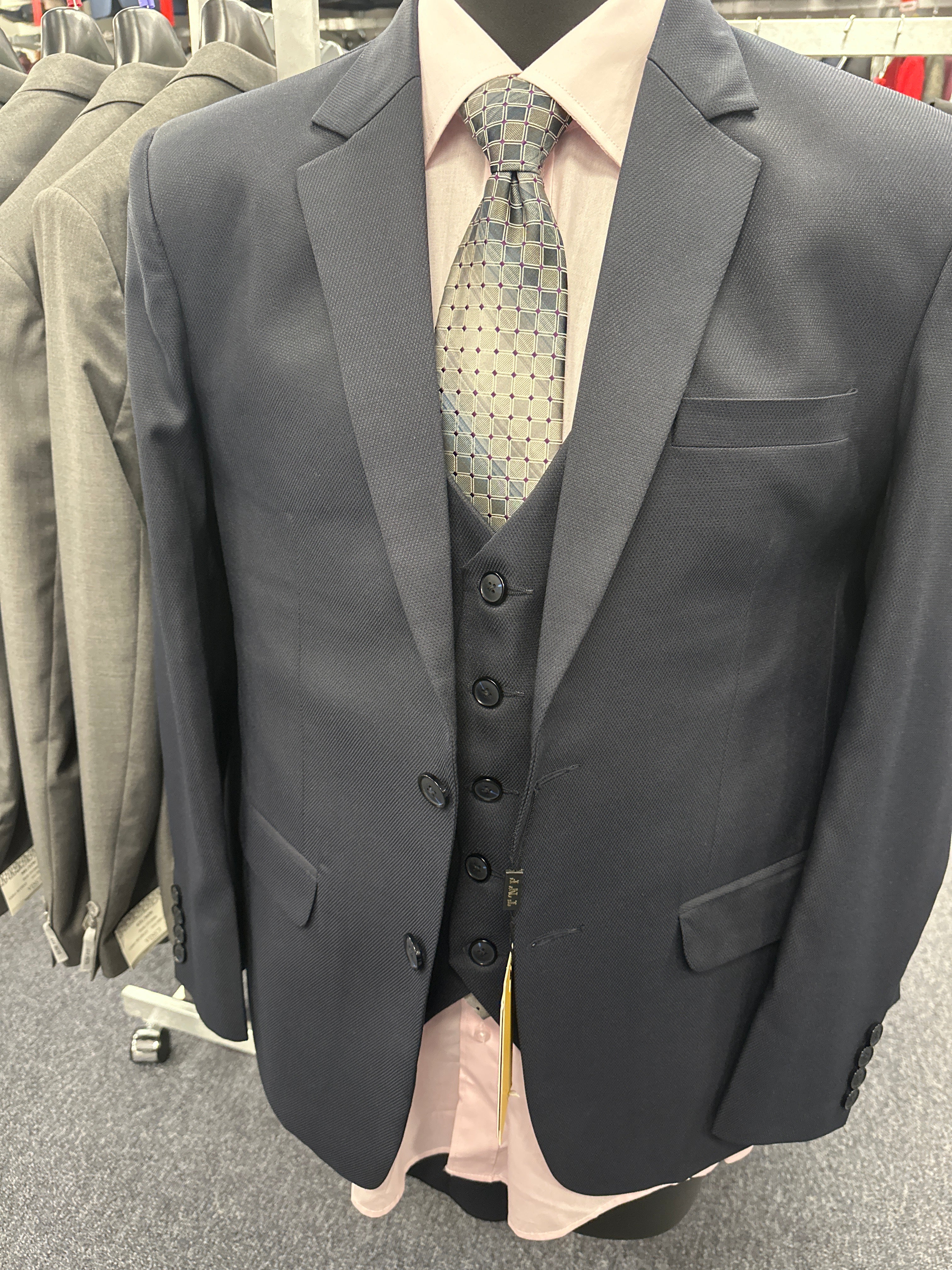 TNF Solid Navy 3 Piece Slim Fit Suit