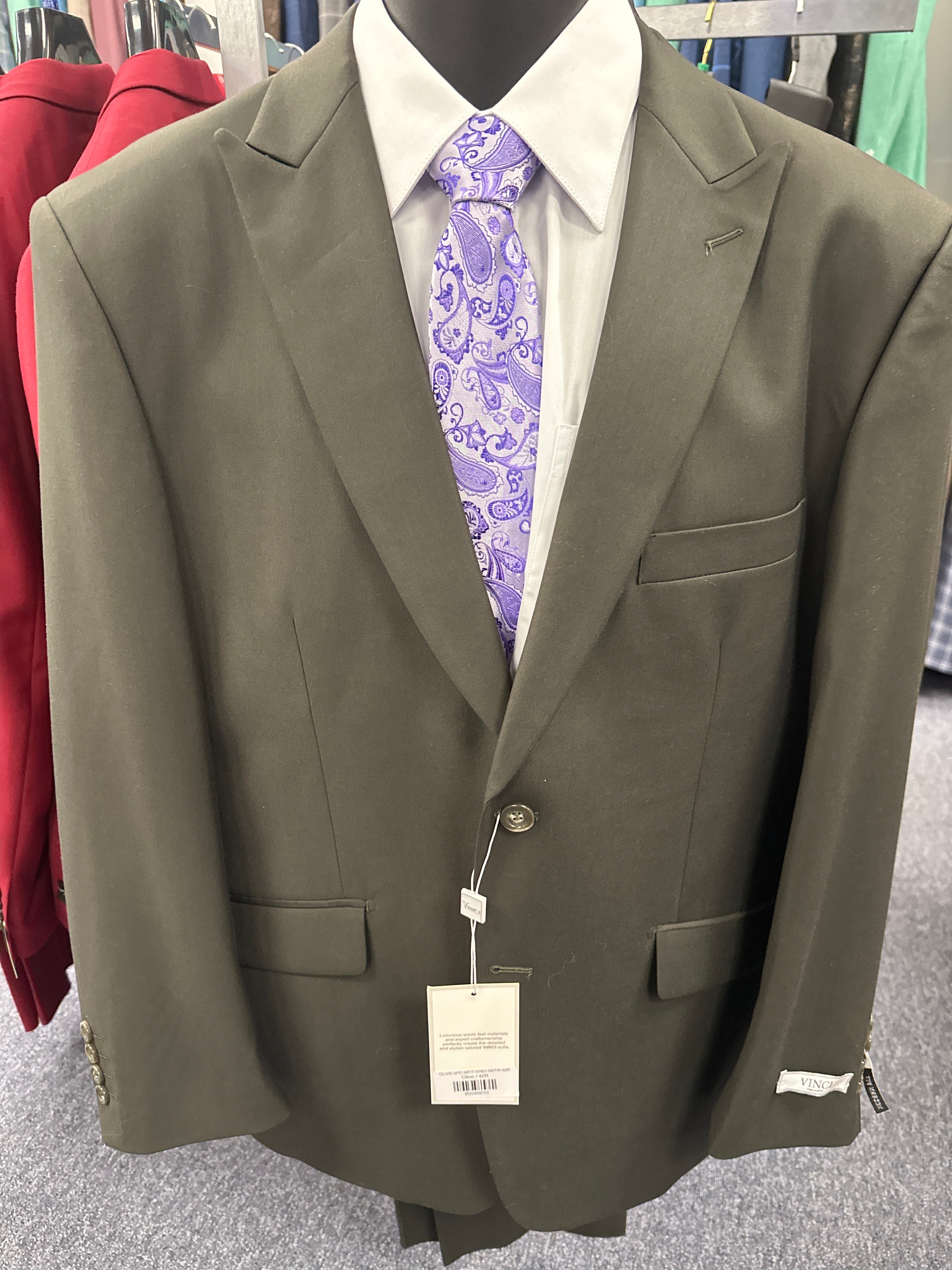 Vinci Olive 2 Piece Modern Fit Suit - M2TR