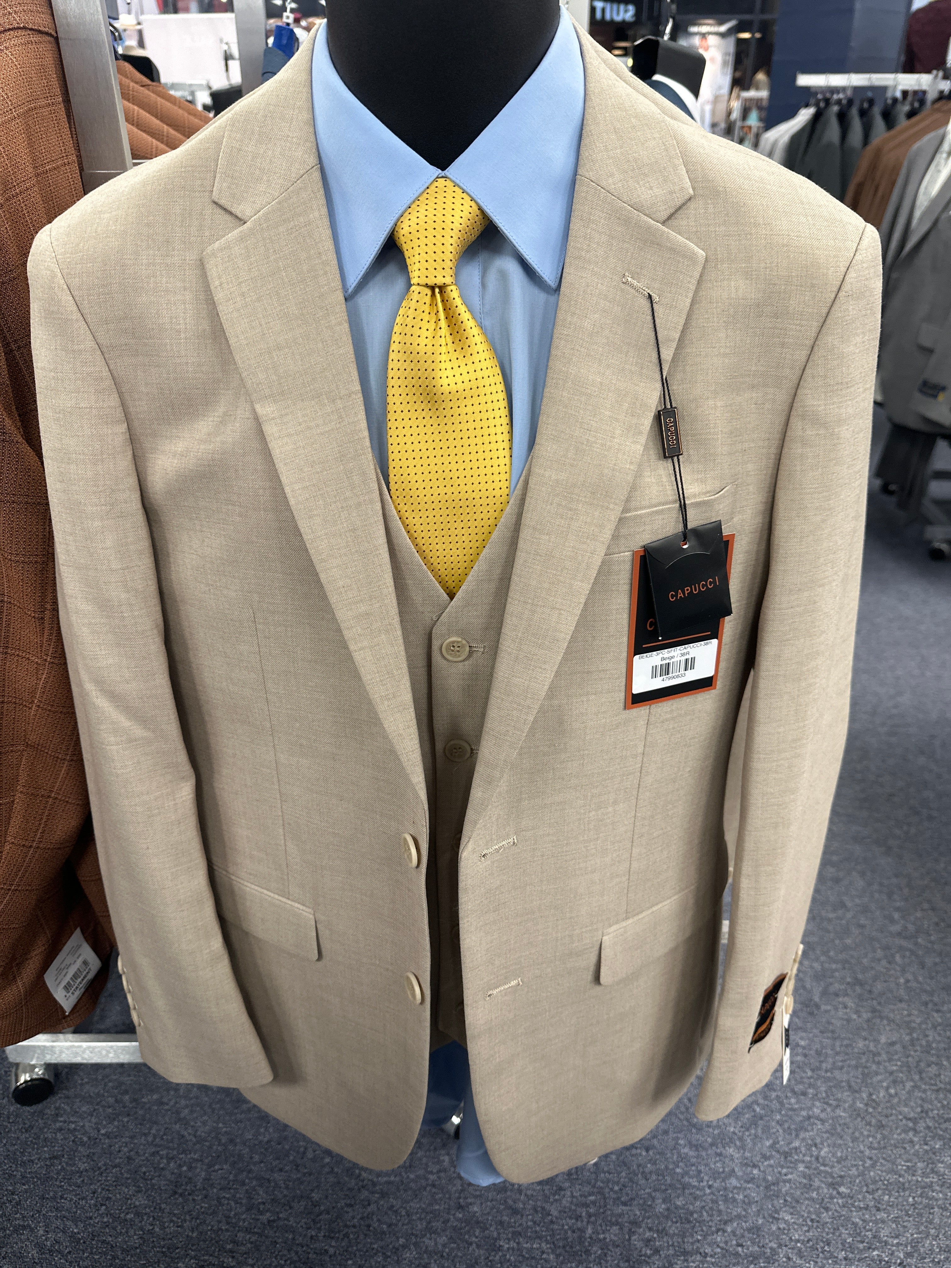 Capucci Beige 3 Piece Slim Fit Suit - 200