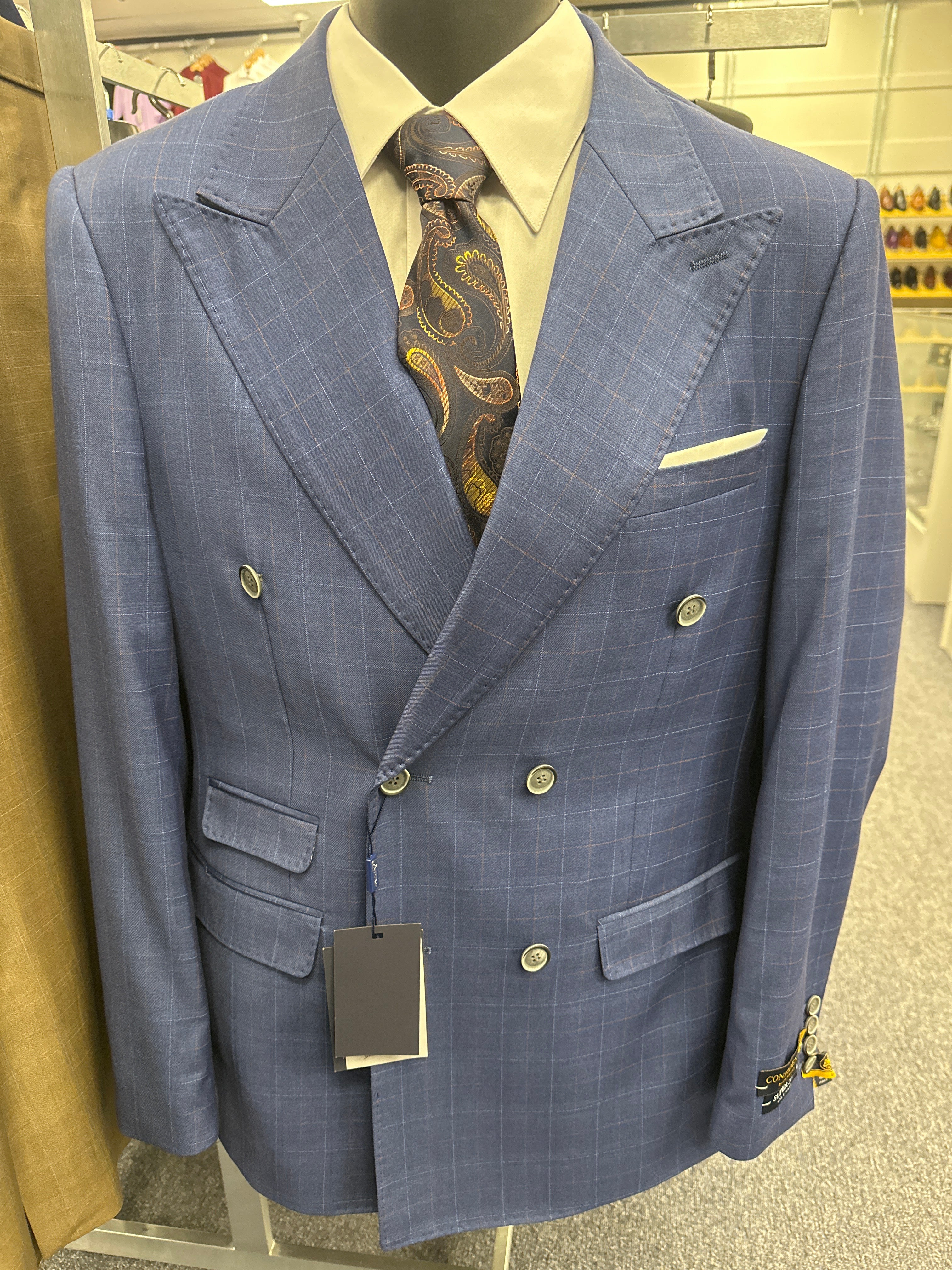 Statement Indigo Double Breasted Tailored Fit Suit - SD-104