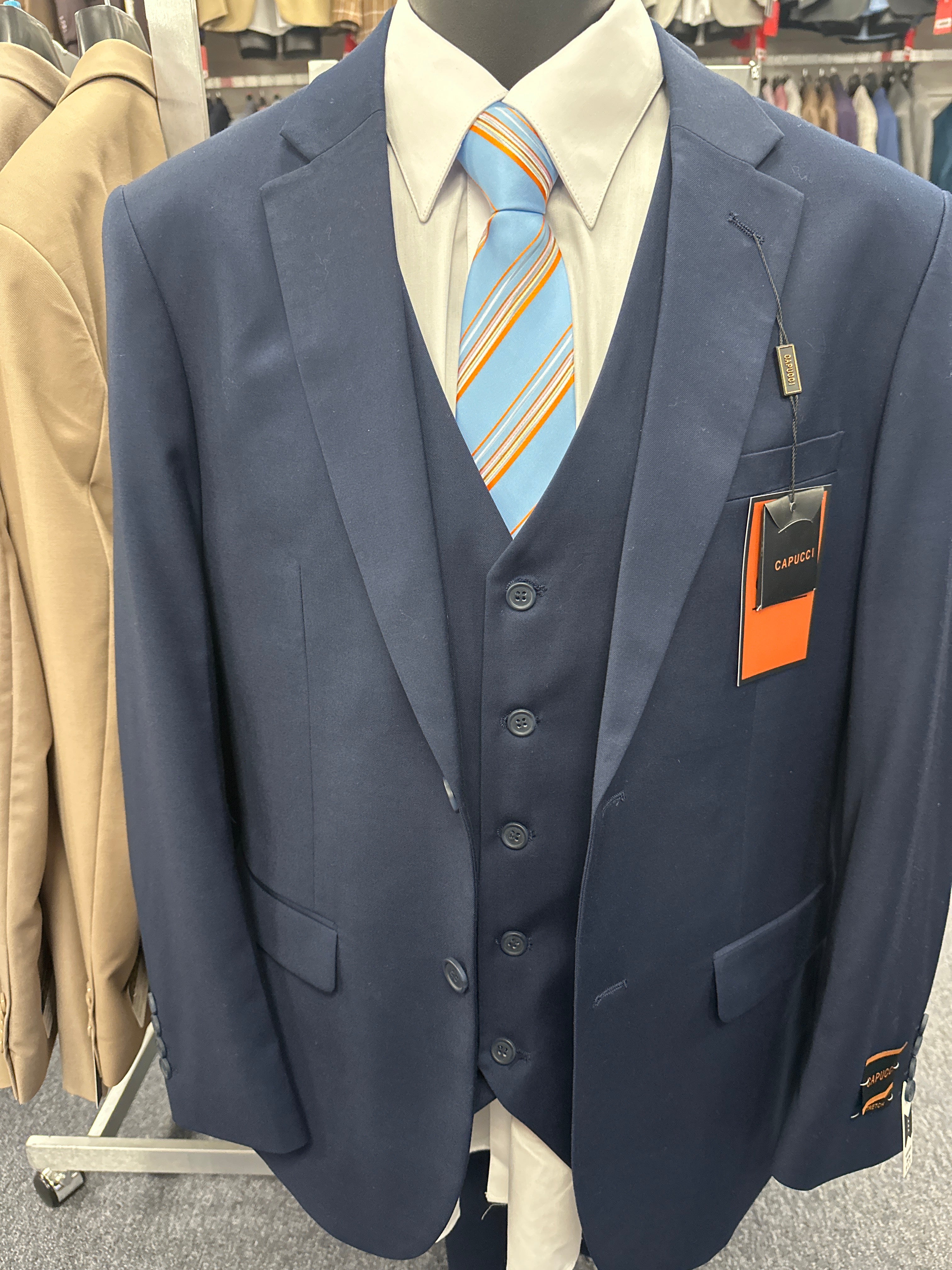 Capucci Navy 3 Piece Slim Fit Suit - 525