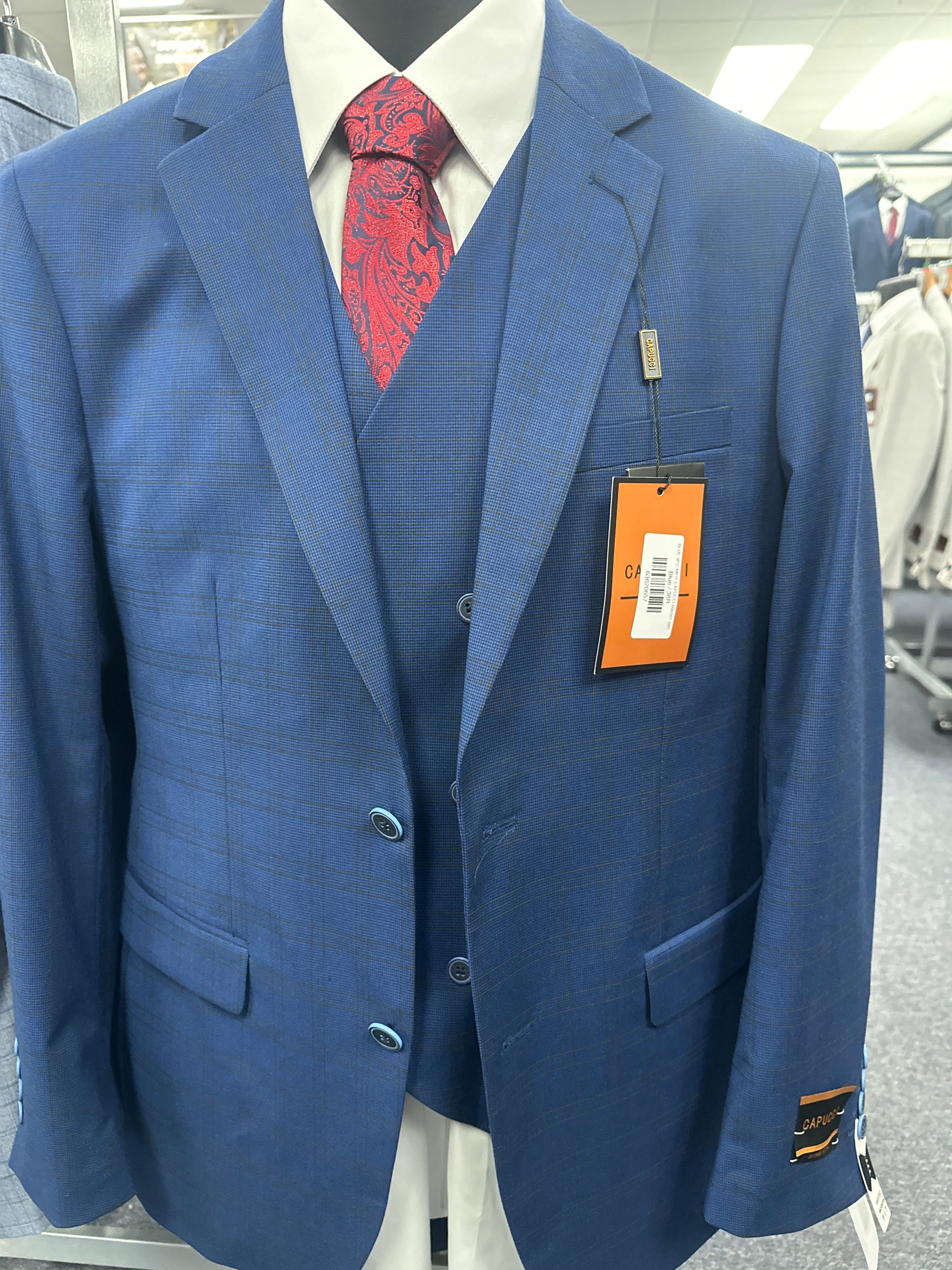 Capucci Blue 3 Piece Modern Fit Suit - 600-207