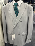 Vinci Silver Slim Fit Double Breasted Suit - SDB-1
