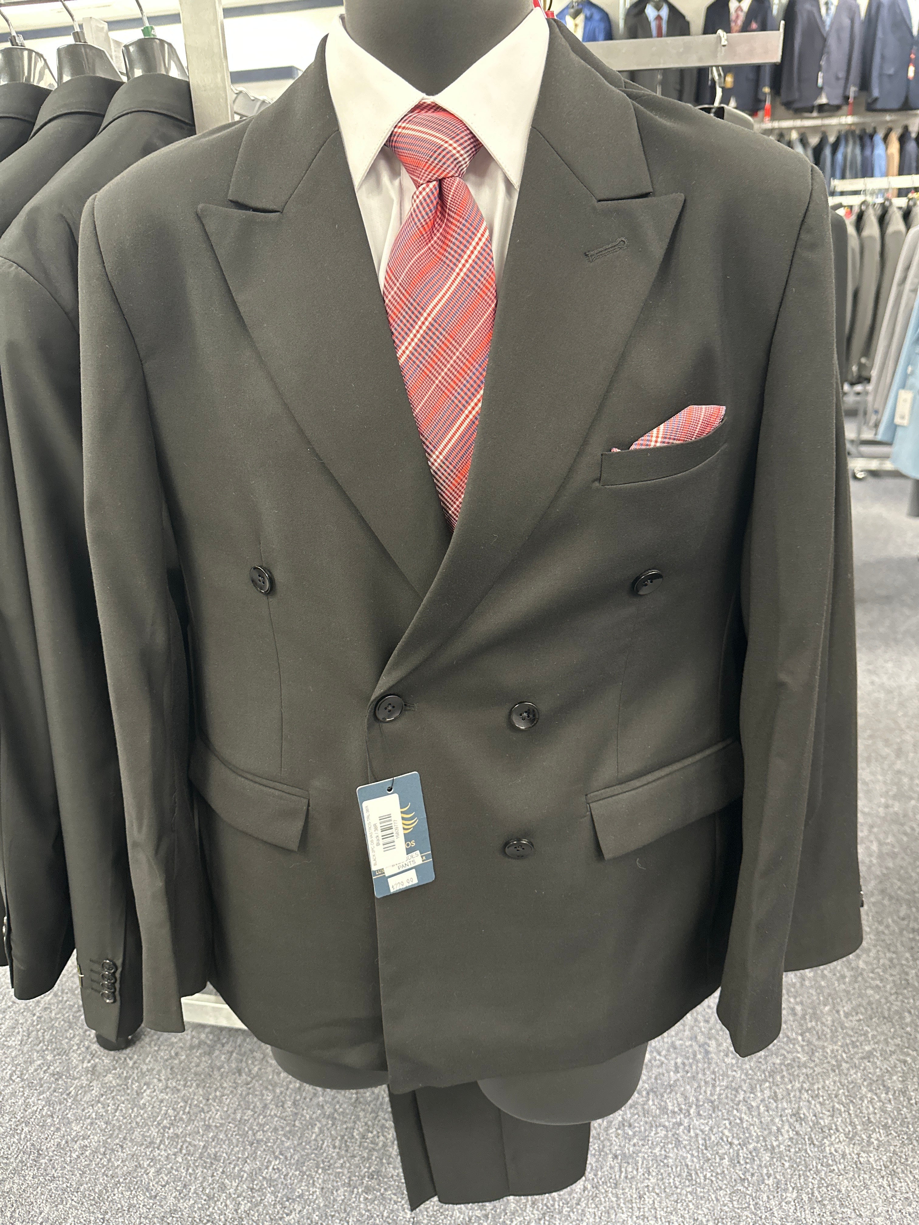 Vastros Black Double Breasted Suit - TRL