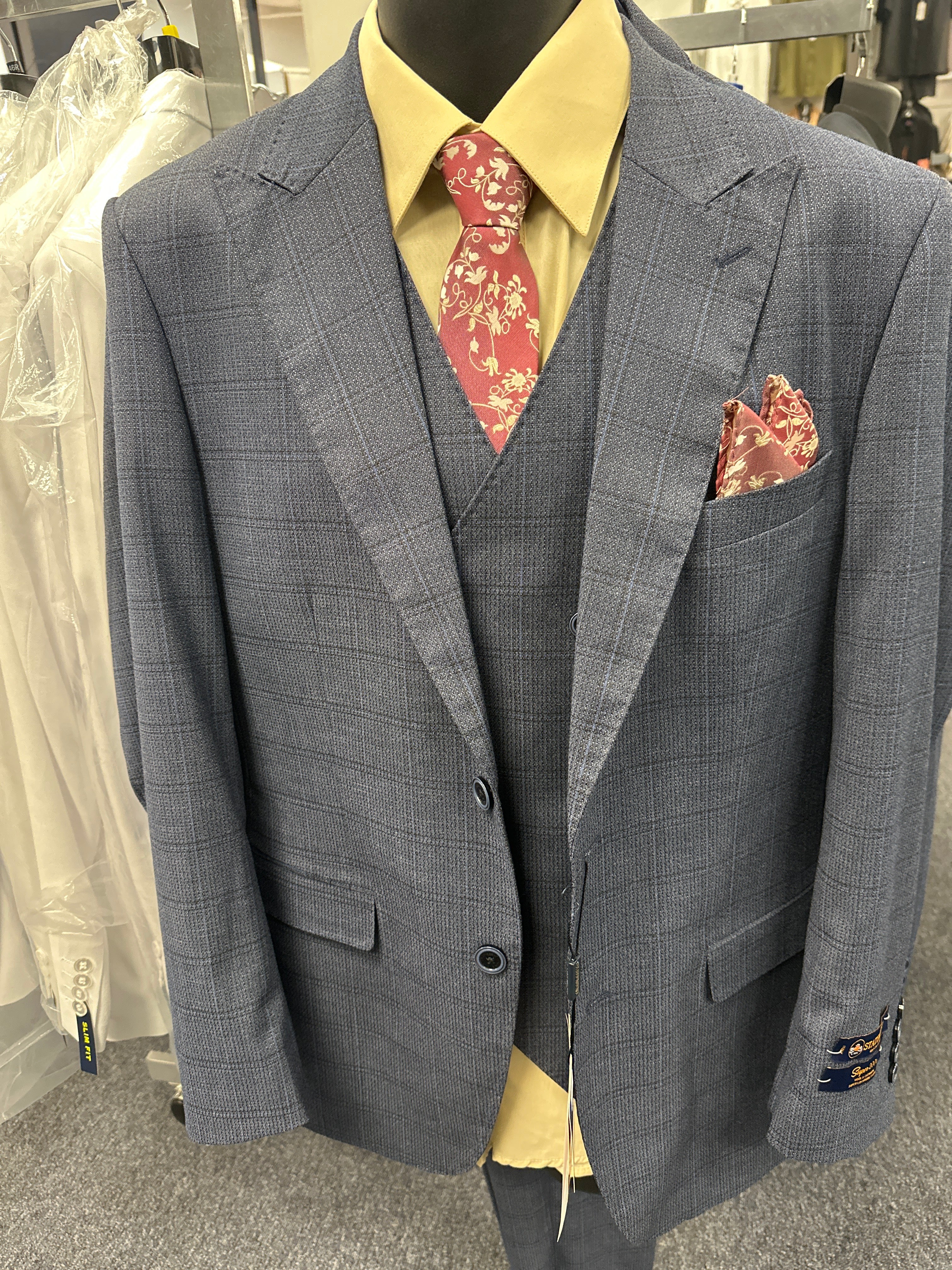 Statement Indigo 3 Piece Tailored Fit Suit - Monte