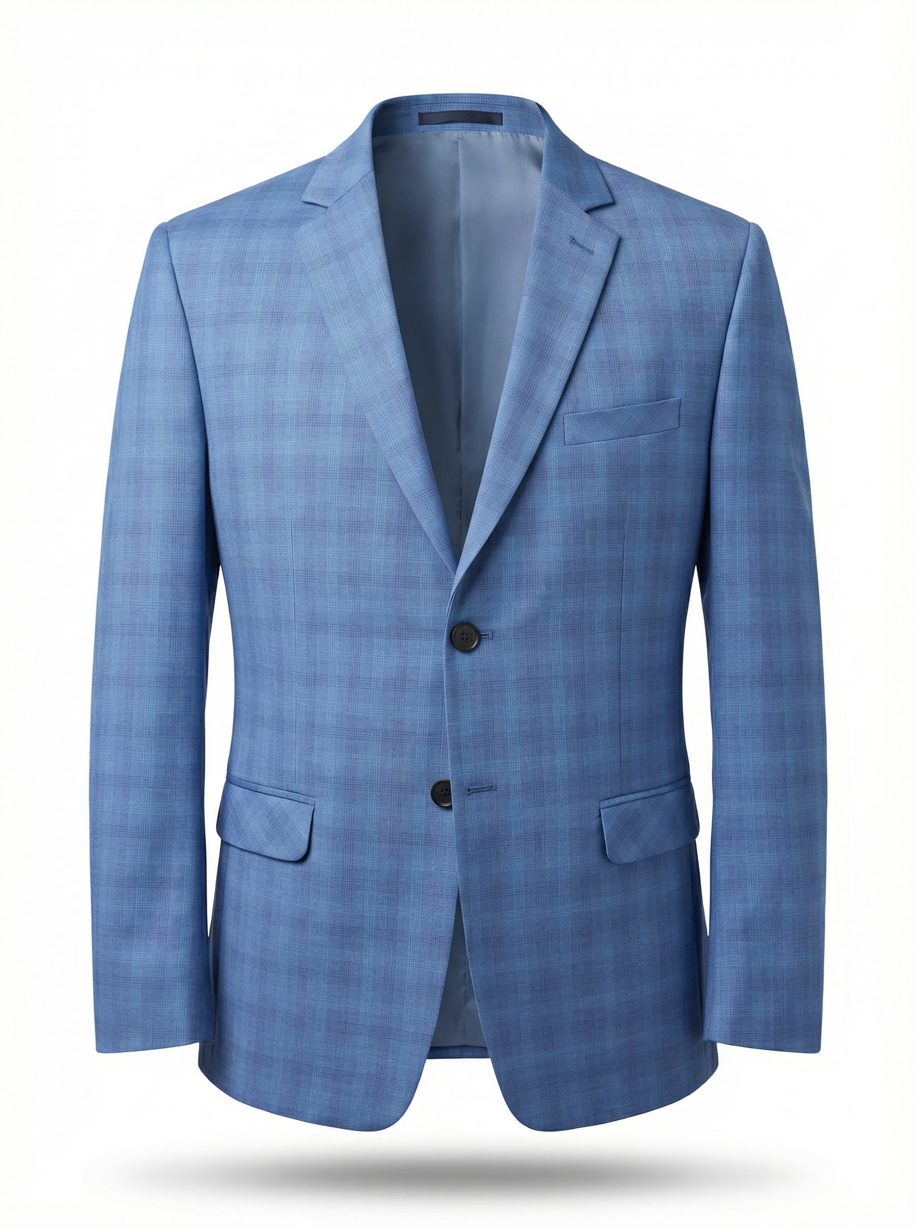 TNF Plaid Light Blue 3 Piece Slim Fit Suit
