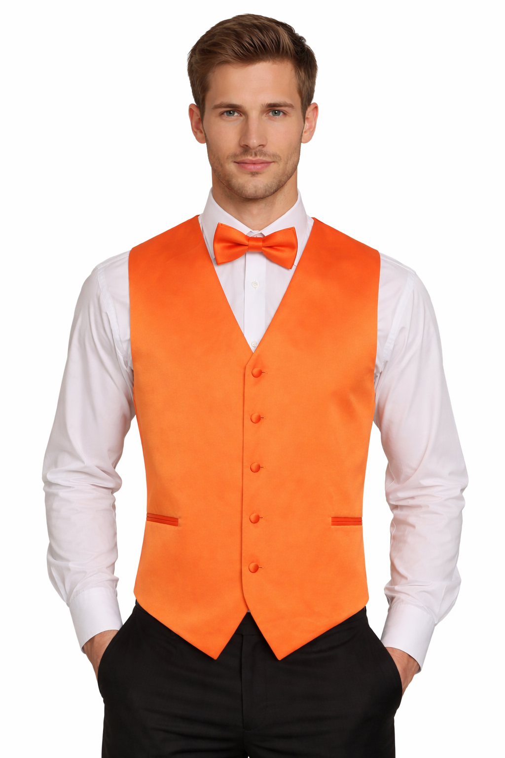Bright Orange Vest with Orange bowtie