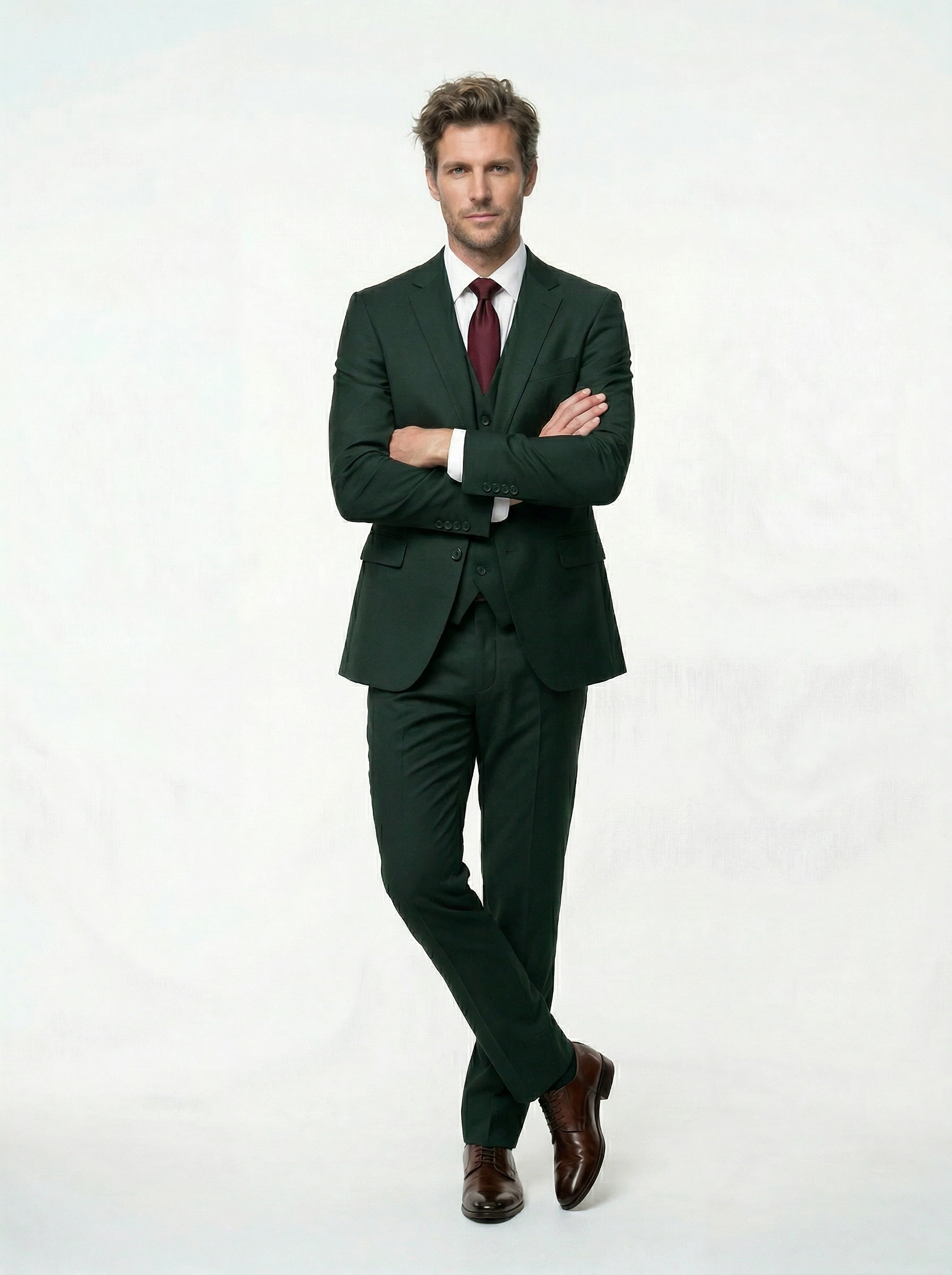 Hunter Green 3 Piece Creativo Classic Fit Suit