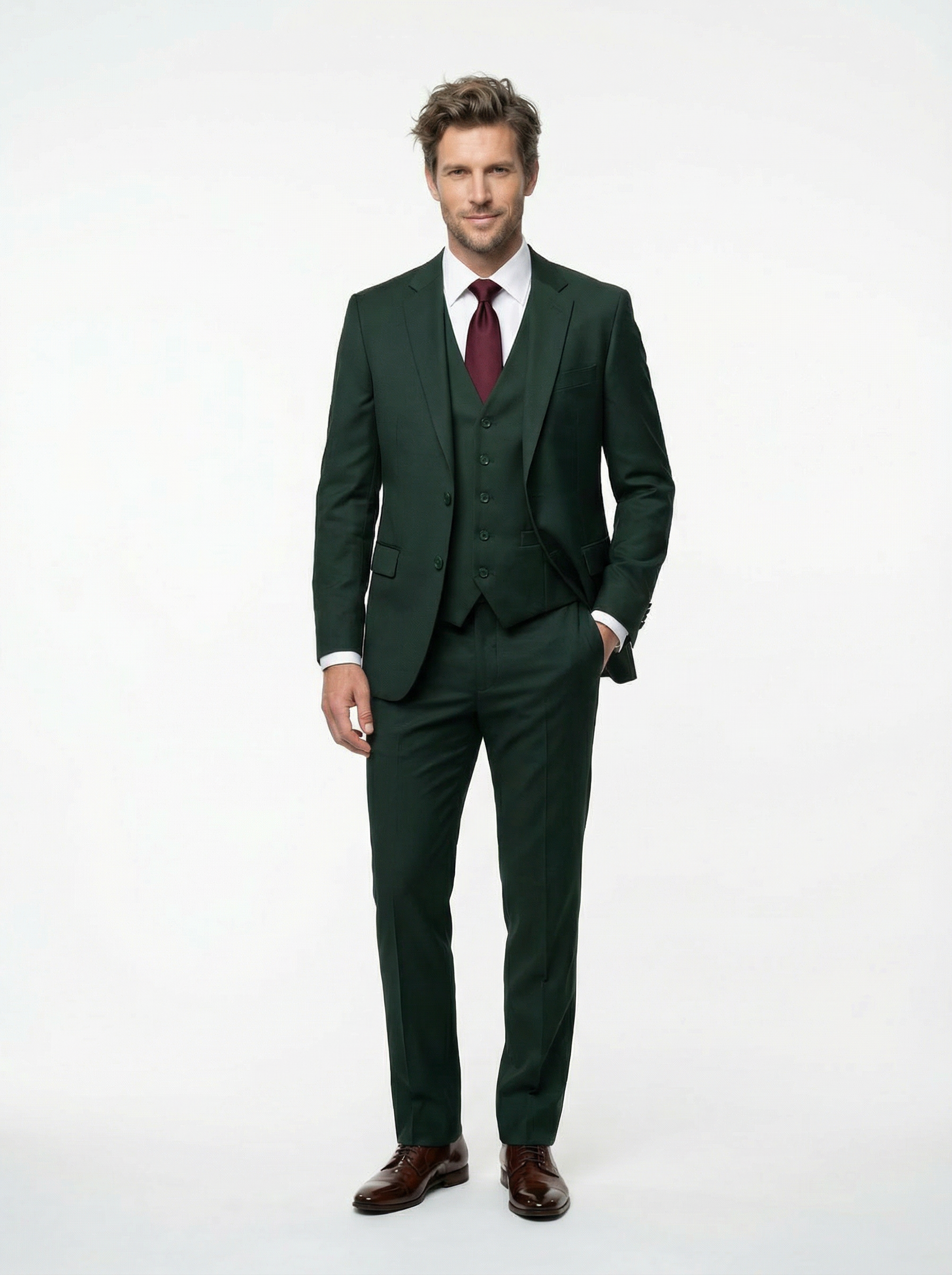 Hunter Green 3 Piece Creativo Classic Fit Suit