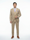 Beige 3 Piece Classic Fit Creativo Suit