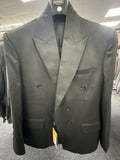 TNF Solid Black Double Breasted Suit