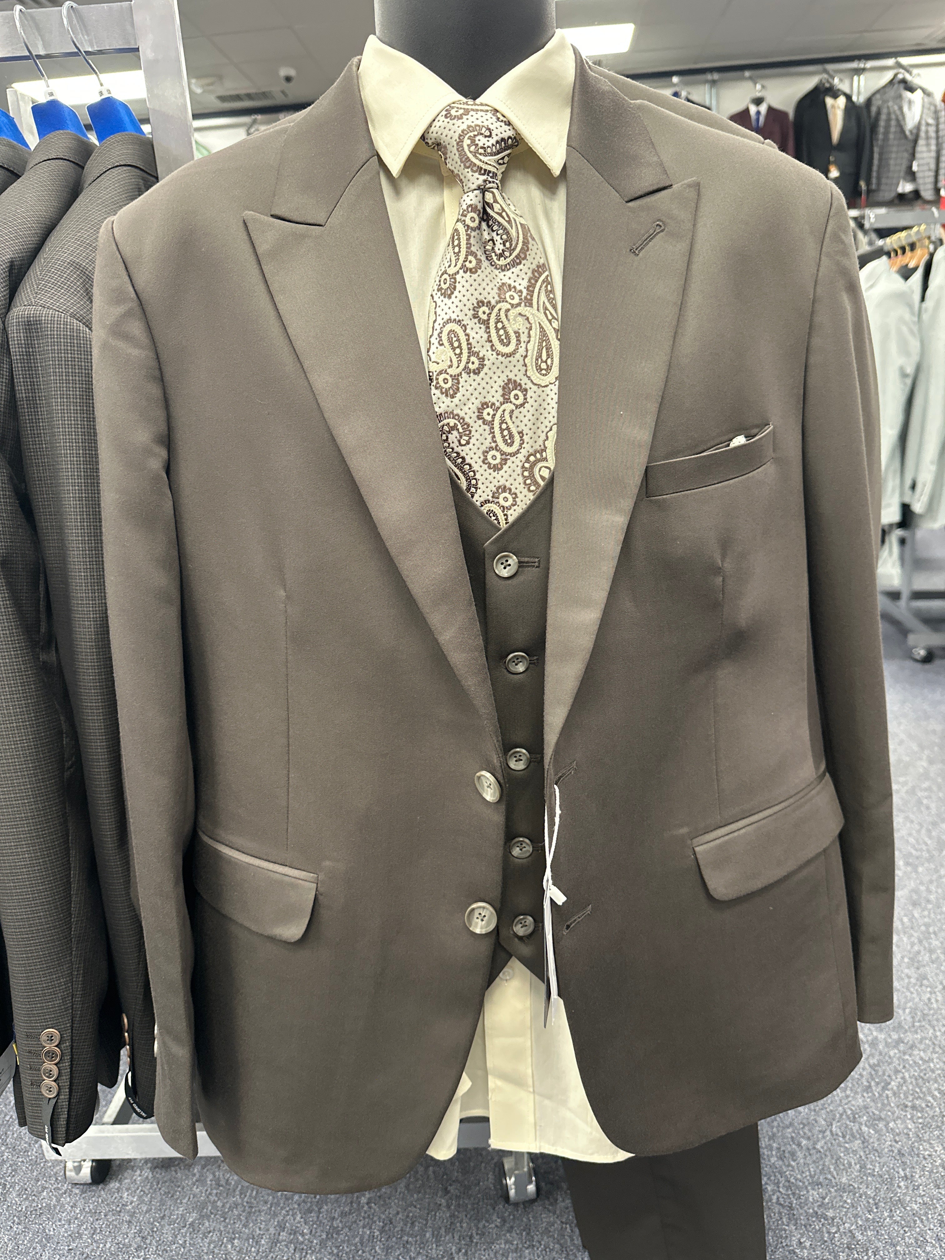 Vastros Brown 3 Piece Slim Fit Suit - SBL