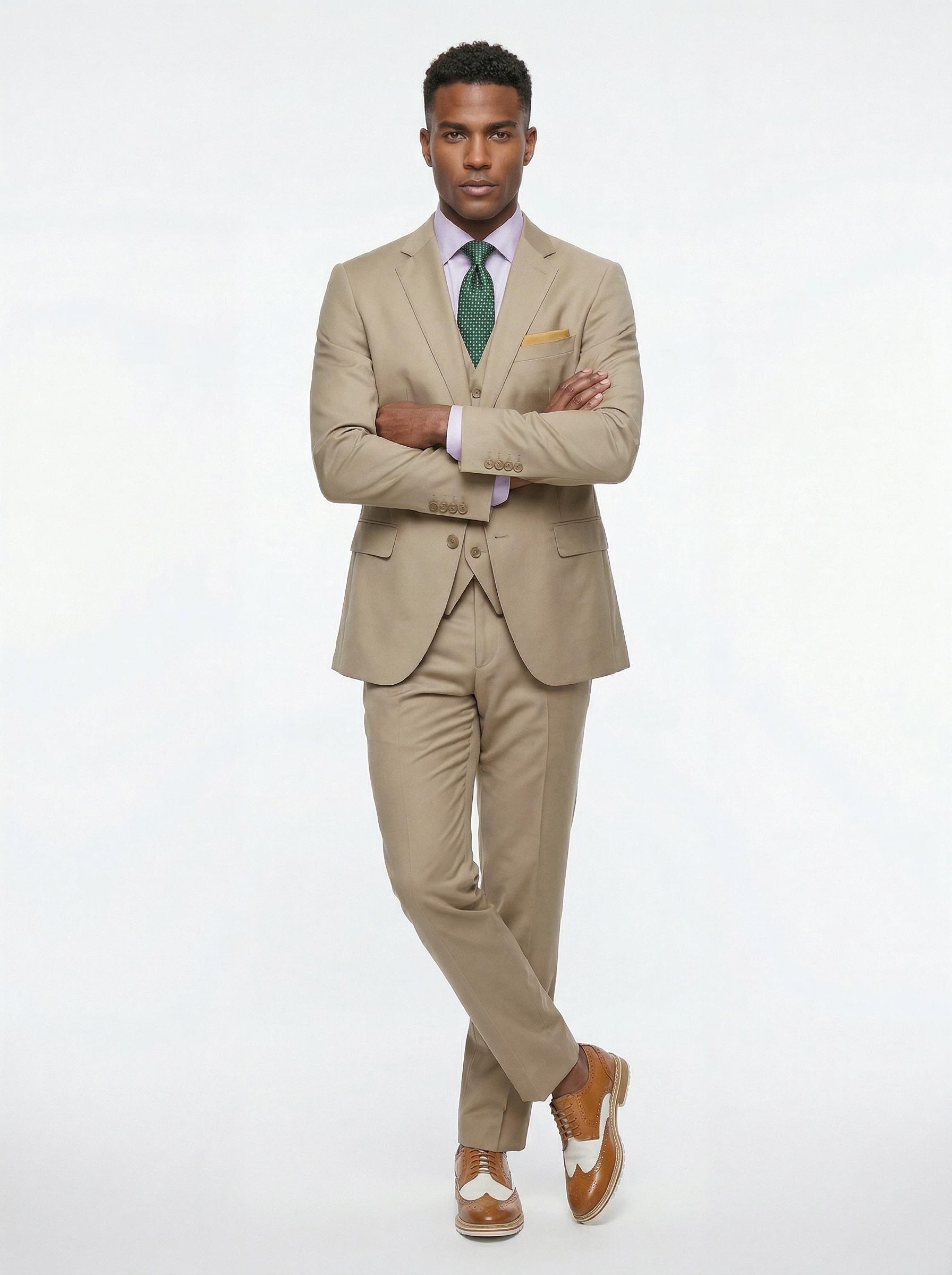 Statement Sand 3 Piece Tailored Fit Suit - STZV-100
