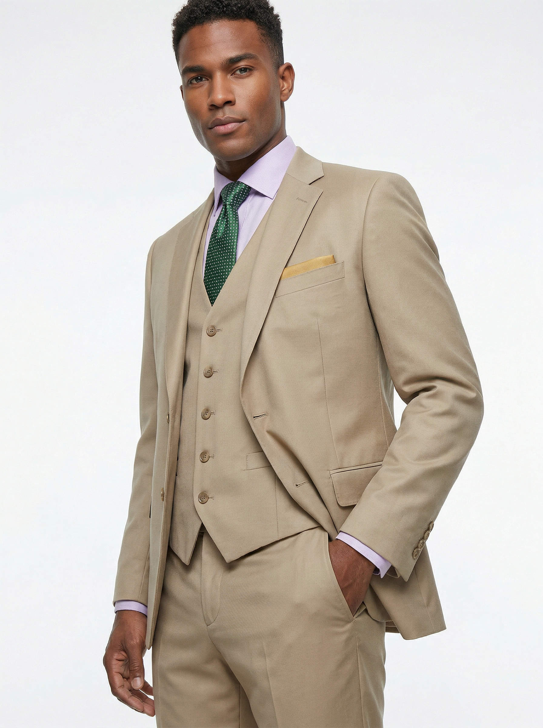 Statement Sand 3 Piece Tailored Fit Suit - STZV-100