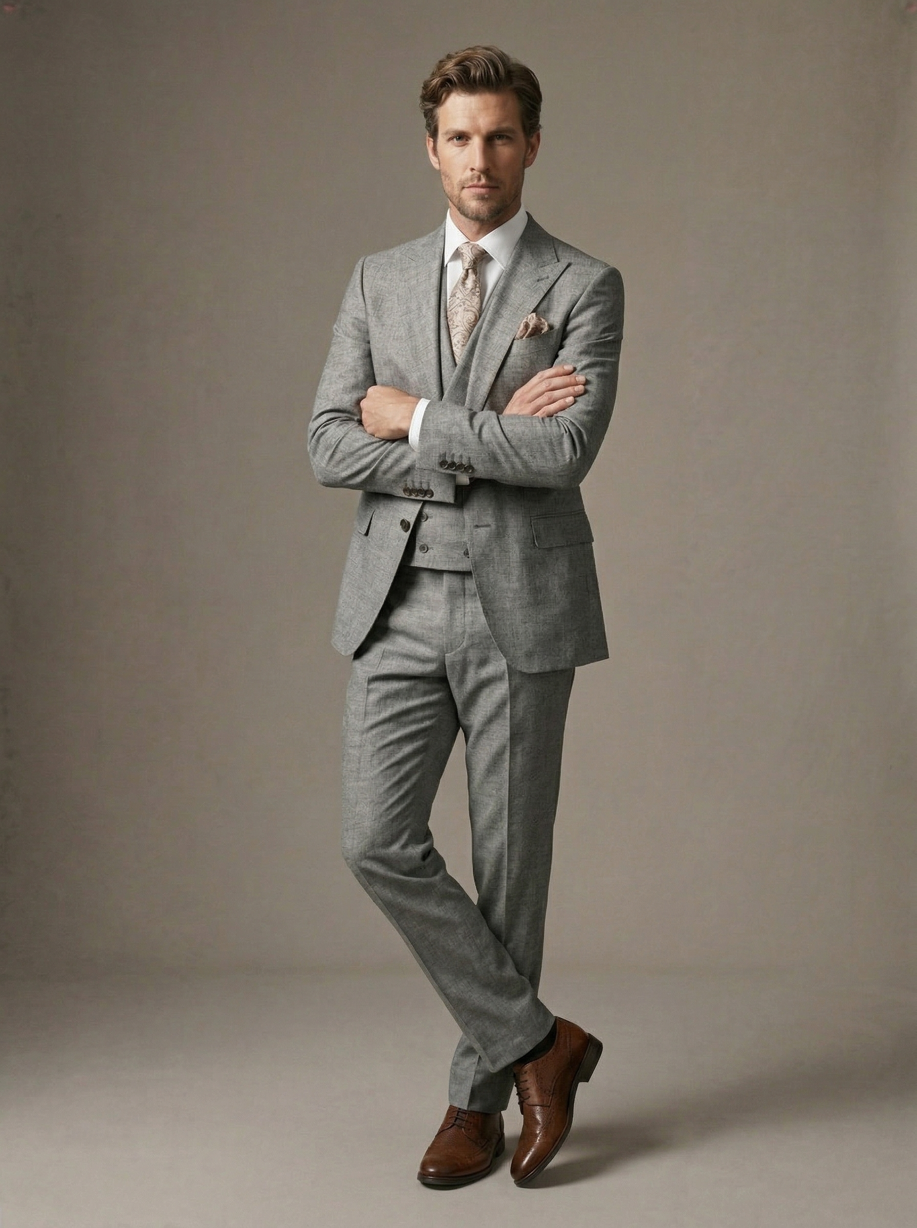 Statement Gray 3 Piece Tailored Fit Suit - Verona
