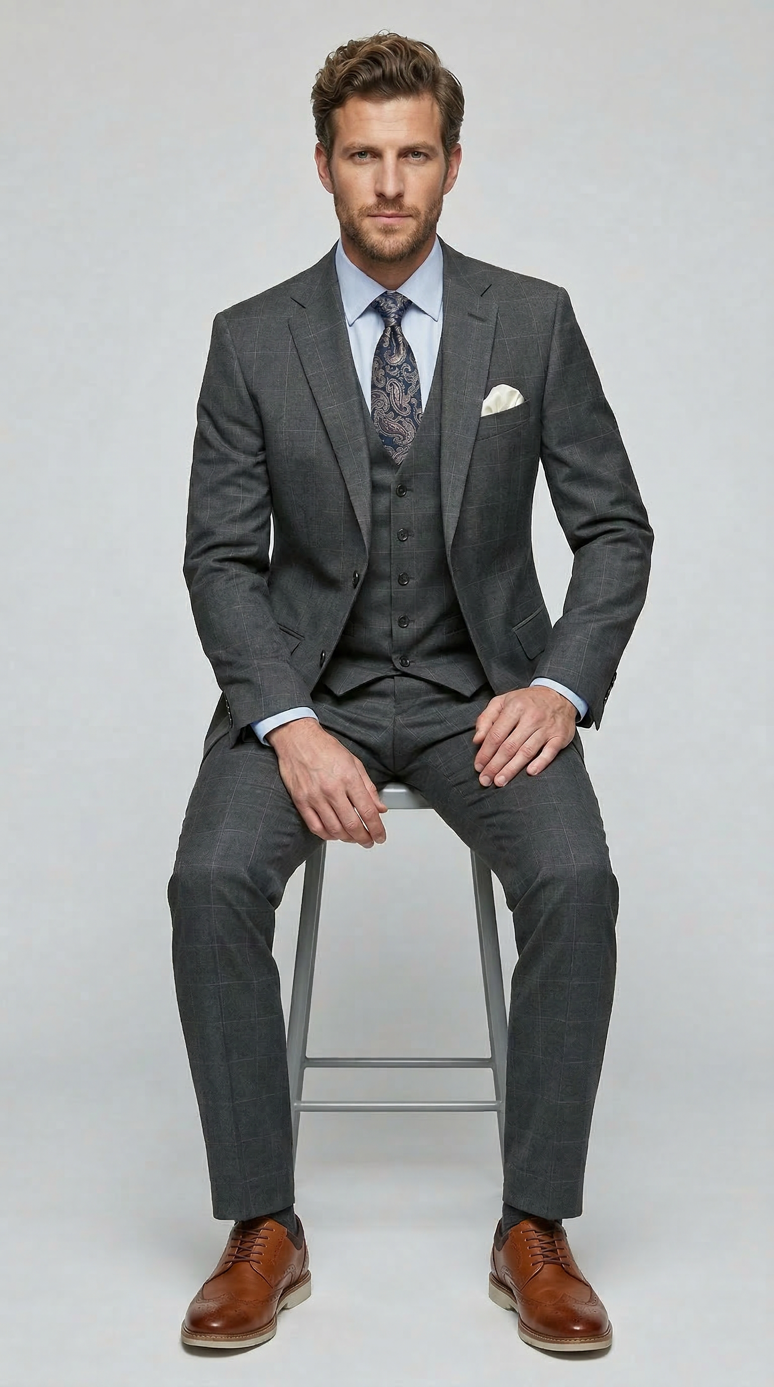 Studio Ferera Charcoal 3 Piece Slim Fit Suit - 31301