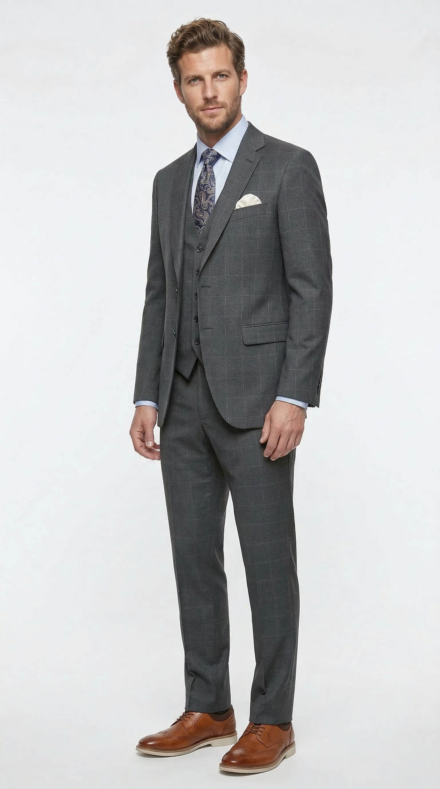 Studio Ferera Charcoal 3 Piece Slim Fit Suit - 31301