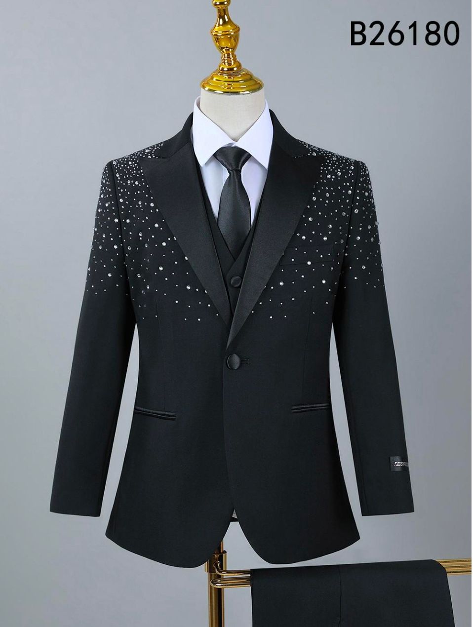 Kid's Black Glitter Tuxedo Size 18
