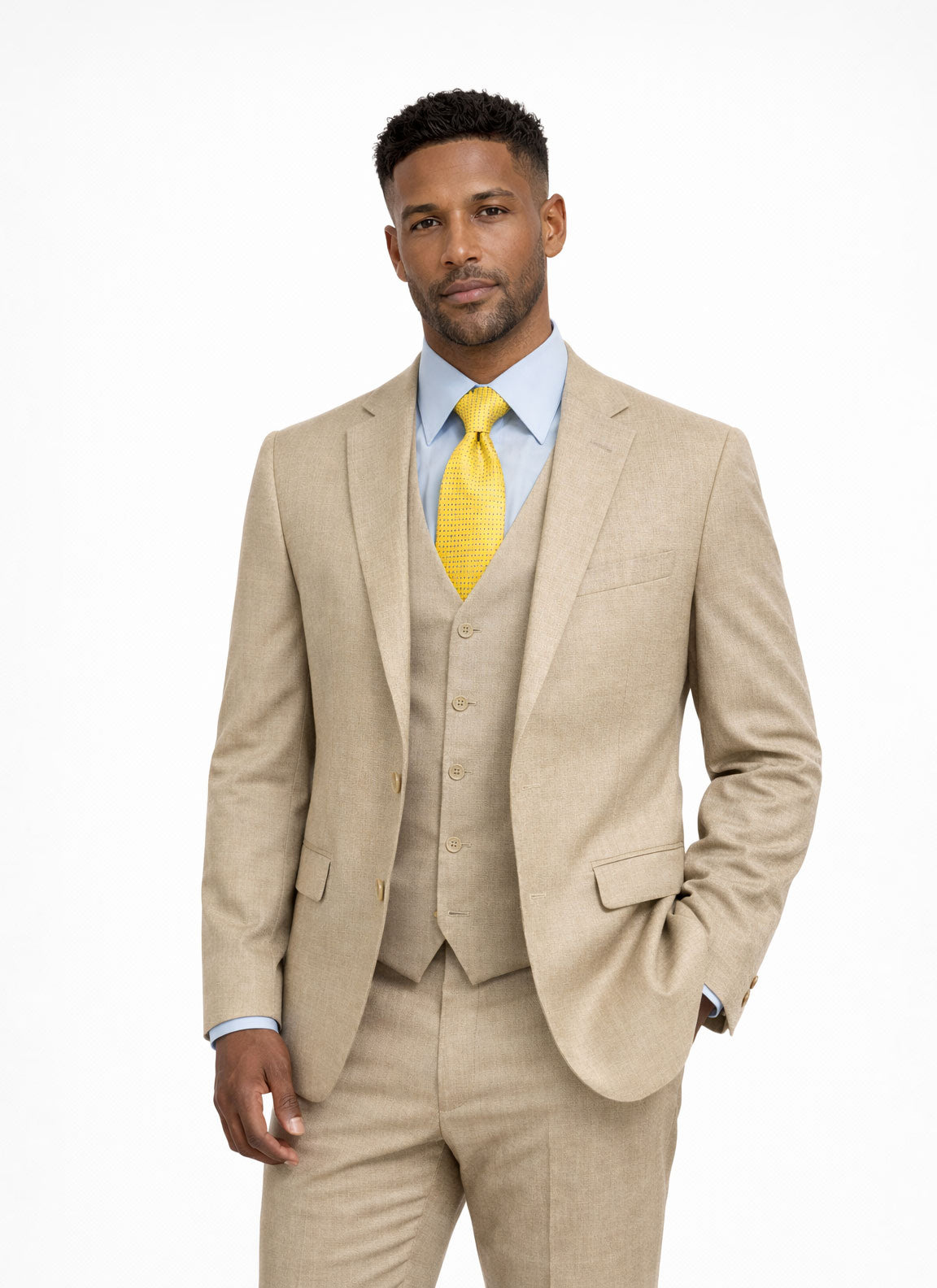 Capucci Beige 3 Piece Slim Fit Suit - 200