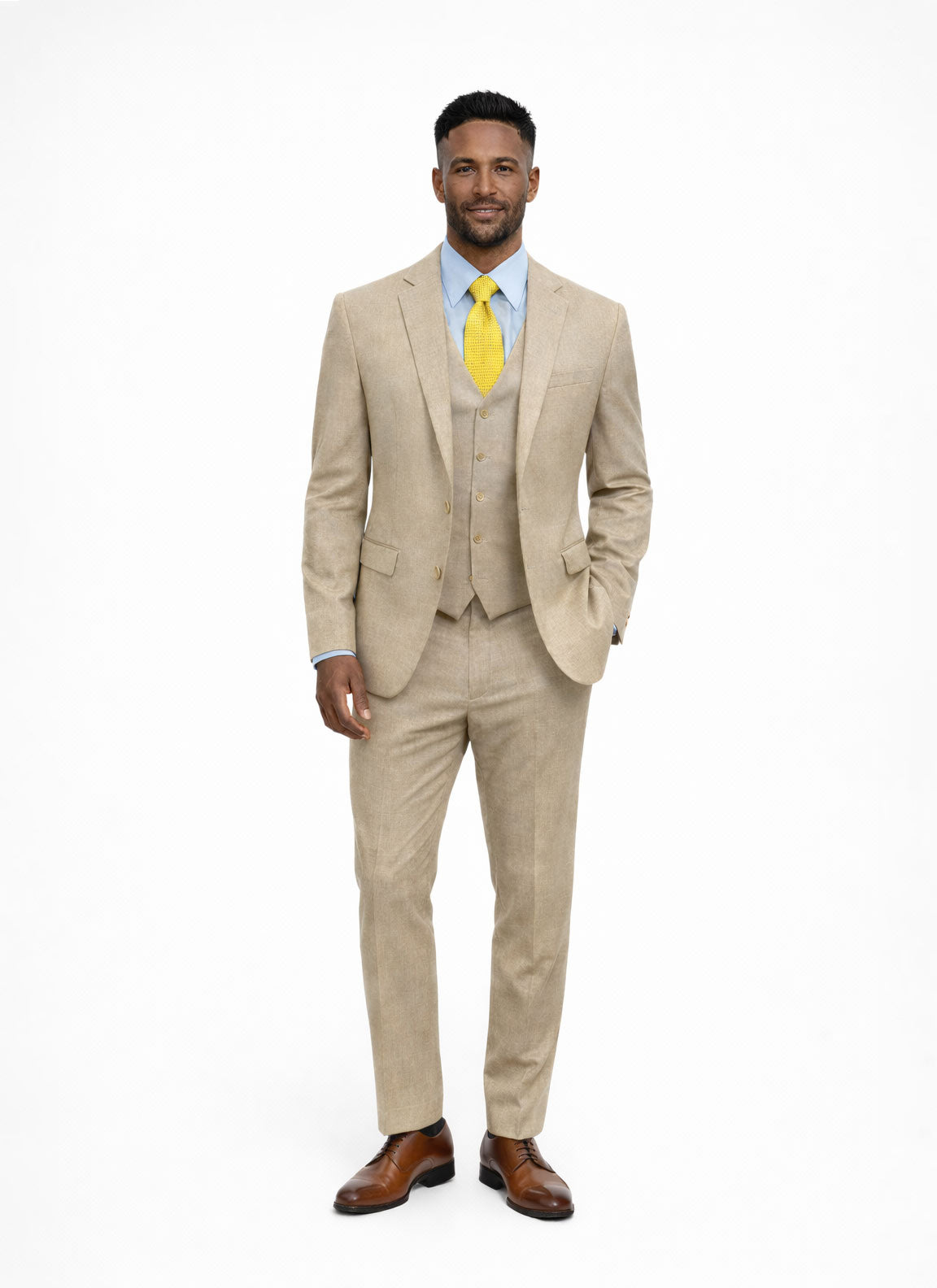 Capucci Beige 3 Piece Slim Fit Suit - 200