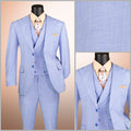 Light Blue Modern Fit 3 Piece Suit 56R