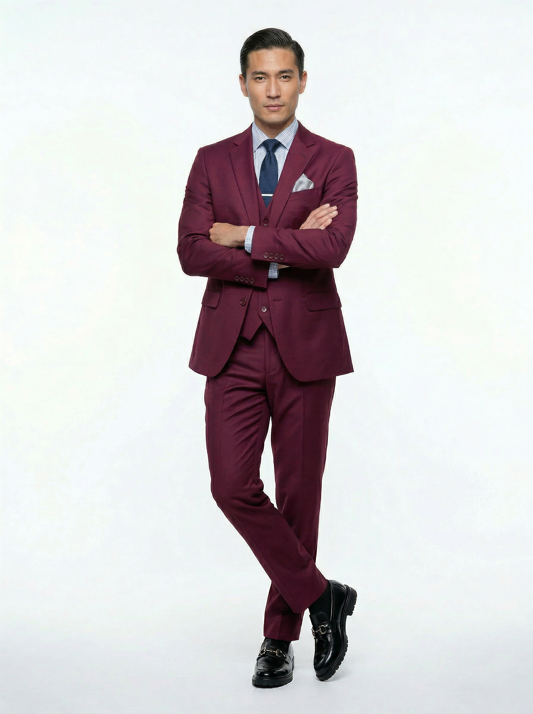 Capucci Burgundy 3 Piece Slim Fit Suit - 525