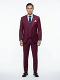 Capucci Burgundy 3 Piece Slim Fit Suit - 525