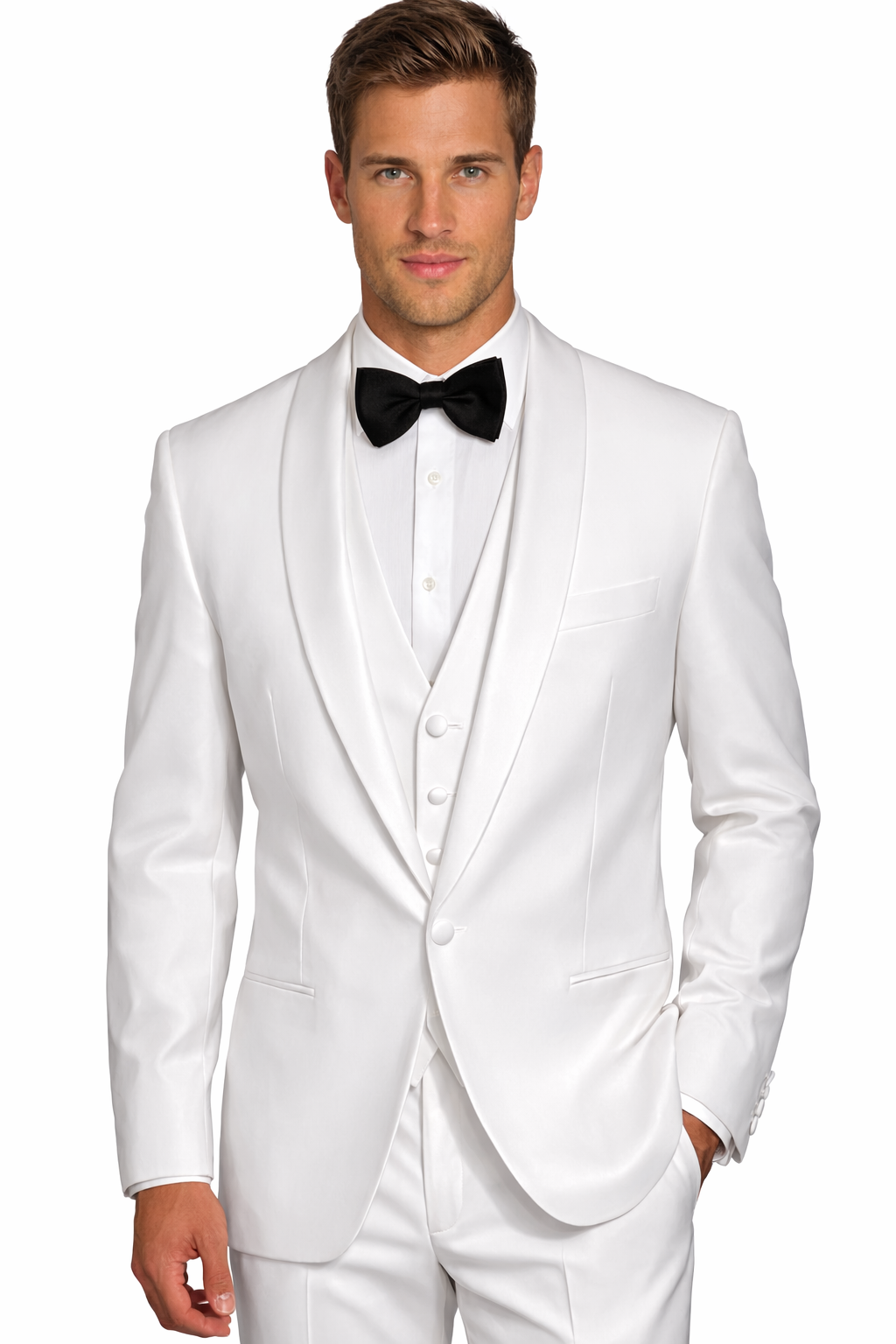 White Shawl Lapel 3 Piece Tuxedo